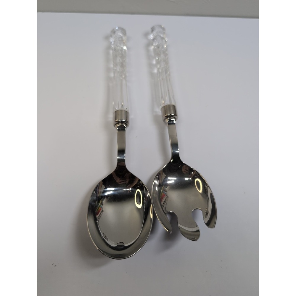 Waterford Crystal 10 1/2" SALAD Serving Server Set Fork & Spoon Flatware
